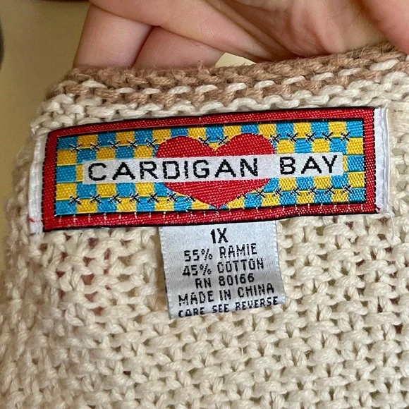 ☾ Vintage RARE hand-knit harvest scene fall graphic cardigan (cotton / ramie) - Picture 7 of 8